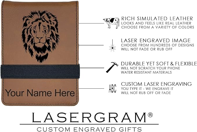 LaserGram Mini Padfolio with Notepad and Pen, Golfer Golfing, Personalized Engraving Included (Dark Brown)