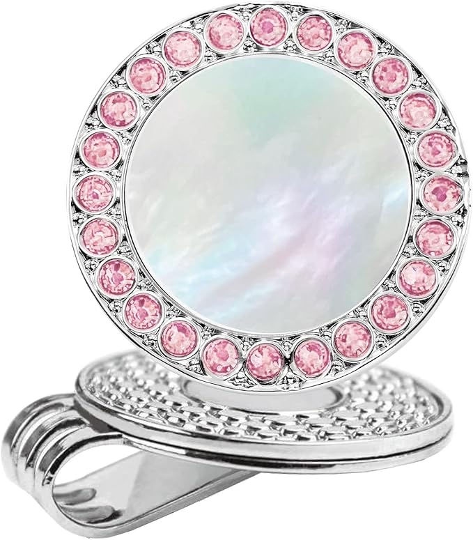 Golf Ball Marker Hat Clip with Pearl Crystal Ball Marker, Golf Accessories, Golf Gifts, Golf Ball Markers for Women
