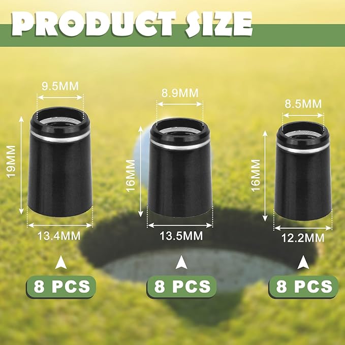 24 Pieces Solid Black Flat Golf Iron Ferrules for Tapered 0.335Shaft 0.355 Shaft and 0.370 Shaft Golf Tapered Ferrules, Black Golf Club for Most Golf Club Body Accessories ﻿ ﻿