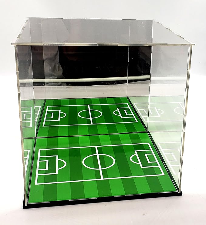 Soccer Ball Acrylic Display Case Box Gold Mirror Field Showcase Shoes UV Protection 9x9x9 Inches (2) (1 Display Case)