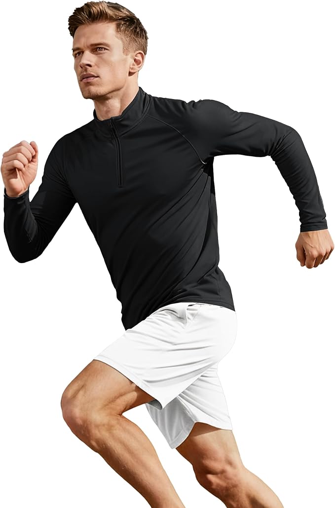 Boladeci Men's UPF 50+ Sun Shirts 1/4 Zip Long Sleeve SPF UV Protection Lightweight Quick Dry Quarter Zip Golf Shirts