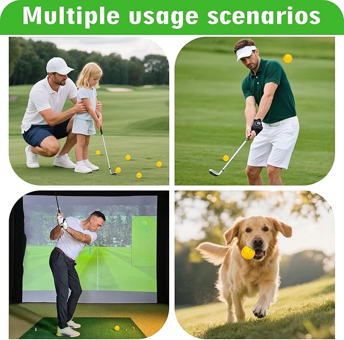 Plastic Golf Balls Practice Limited Flight Golf Training Ball Hollow Swing Practice Indoor Golf Balls with Mesh Drawstring Bag for Backyard Driving Range or Outdoor