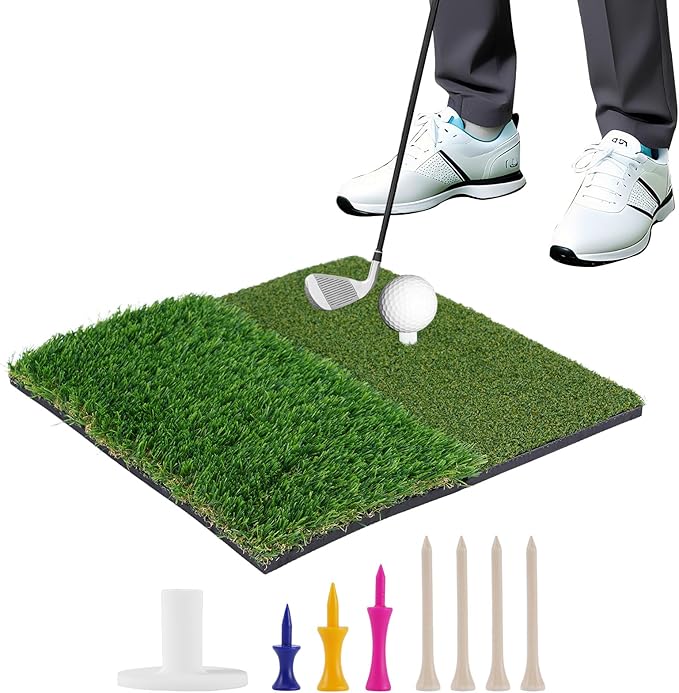Golf Hitting Mat 24"x16" | 24"x24" Tri-Turf Golf Practice Mat Outdoor Indoor Portable Training Matt Traint Aid Batting Turf Matt for Chipping, Driving and Full Swing Practice