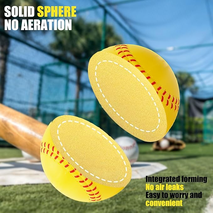 GKK 12Pack Training Ball 12 inch Foam softballs Yellow PU Foam 3.5 oz Lightweight Practice Ball Throwing Hitting for Games, Soft Toss, Batting, Fielding, Hitting, Pitching