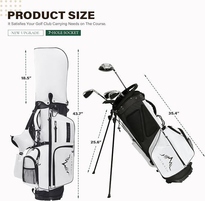 Golf Stand Bag with 7 Way Top Dividers, Lightweight Golf Bags for Men Women with Multiple Pockets, Dual Straps