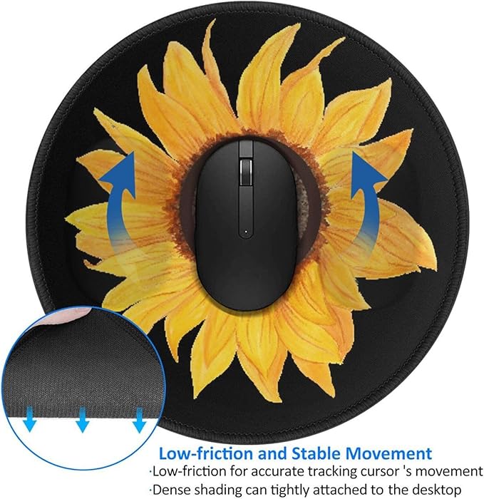 Sunflower Flower Mouse Pad, Peace Sign Mouse Pads for Desk, Stitched Edge Mousepad with Non-Slip Rubber Base, Gaming Mouse Mat for Computer Laptop Home Office