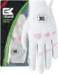 Women Golf Gloves Premium Leather with Magnetic Ball Marker Left Right Hand 1 Pack, Extra Grip for Ladies Comfortable Durable Size Small Medium Large