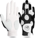 FINGER TEN Stylish Golf Gloves Women with Ball Marker 1 Pack for Left or Right Hand, Breathable Glove with Fashion Patterns for Ladies Right Left Handed Golfer