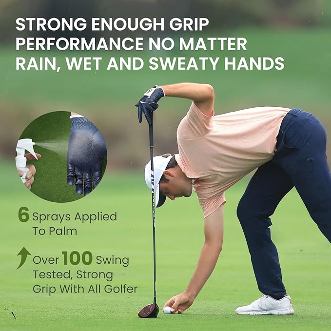 FINGER TEN All Weather Grip Golf Gloves Men Value 3 Pack for Right Handed Golfer, Hot Wet Rain Grip & Comfort Soft Glove for Premium Performance, Colors White Black Blue Sizes S M L XL
