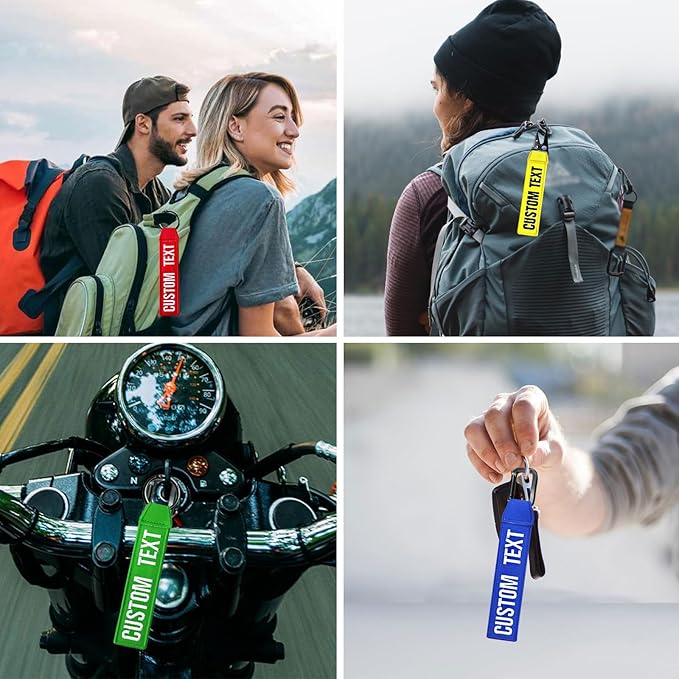 Personalized Key Tags, Custom Double-Sided Embroidery Name Number Keychain Tags, ID Identifiers Labels with Clip for Women Men Travel Bag Suitcase Keys, Baggage Tags to Quickly Spot Luggage Suitcase