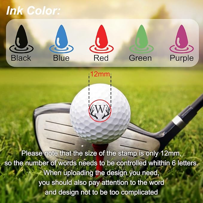STAMTECH Custom Golf Ball Stamp - Personalized Golf Ball Stamp Markers with Monogram to Indentify Golf Balls, Add a Personal Touch to Your Golf Game(Red)