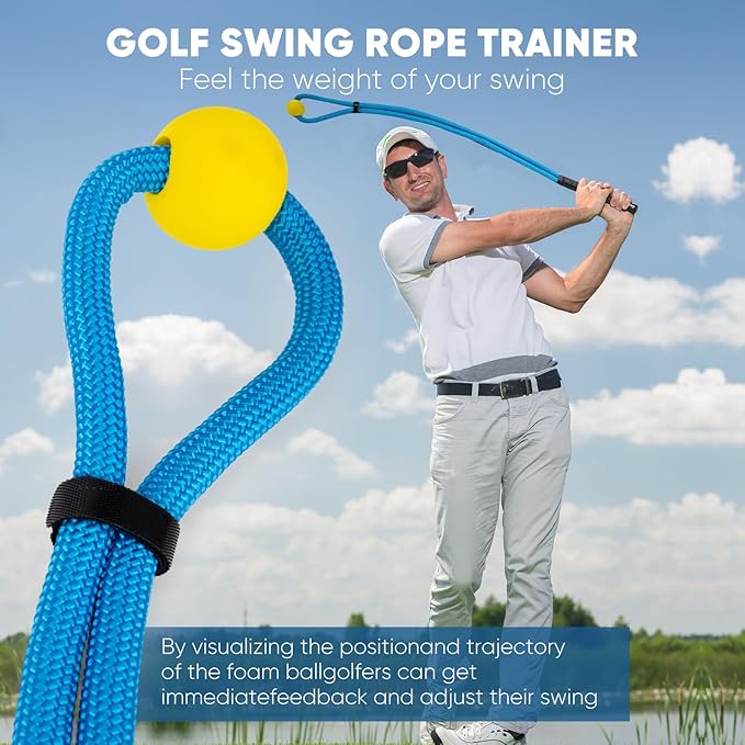 Golf Rope Swing Trainer Professional Golf Swing Rope Training Aid Improved Golfers Swing Speed, Rhythm, Flexibility and Strength Golf Training Aid for Men Women Gift