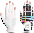 FINGER TEN Stylish Golf Gloves Women with Ball Marker 1 Pack for Left or Right Hand, Breathable Glove with Fashion Patterns for Ladies Right Left Handed Golfer