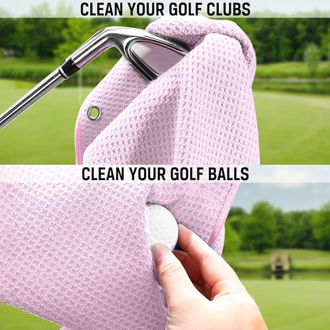 ERHACHAIJIA Yes I'd Have A Retirement Plan Embroidered Golf Towel with Clip. Funny Golf Accessories Gifts for Women Golfer Grandma Mom Aunty, Retirement (Pink)