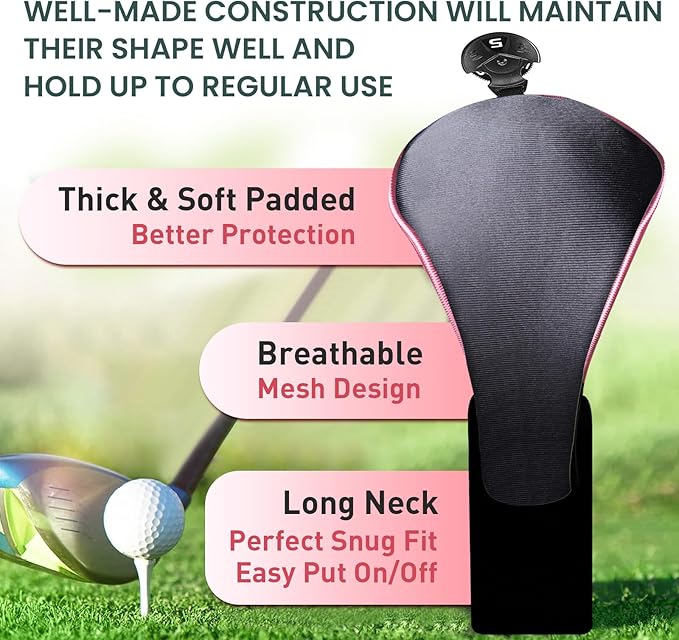 FINGER TEN Golf Club Head Covers for Hybrids Long Headcover Interchangeable Accessories for Ultimate Club Protection