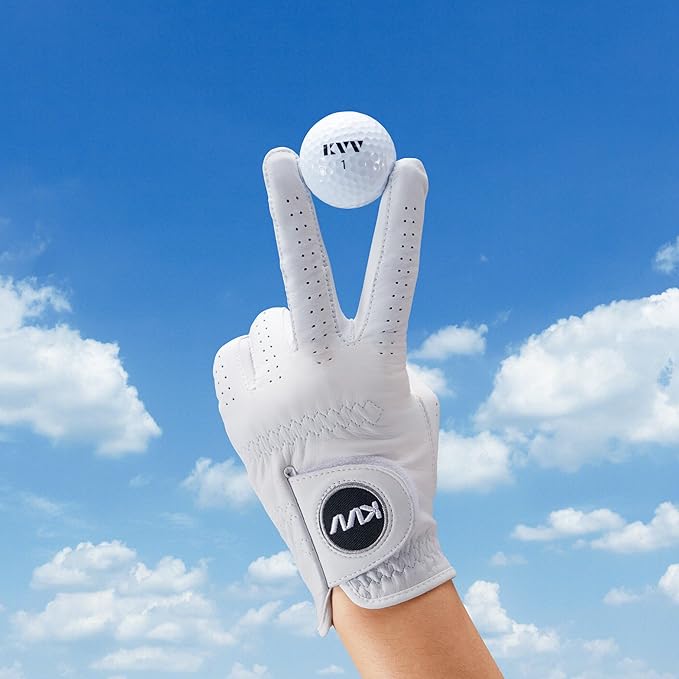 KVV Cabretta Leather Golf Gloves for Men, Mens Golf Gloves Worn on Left Hand, Premium Grip, Exceptional Comfort