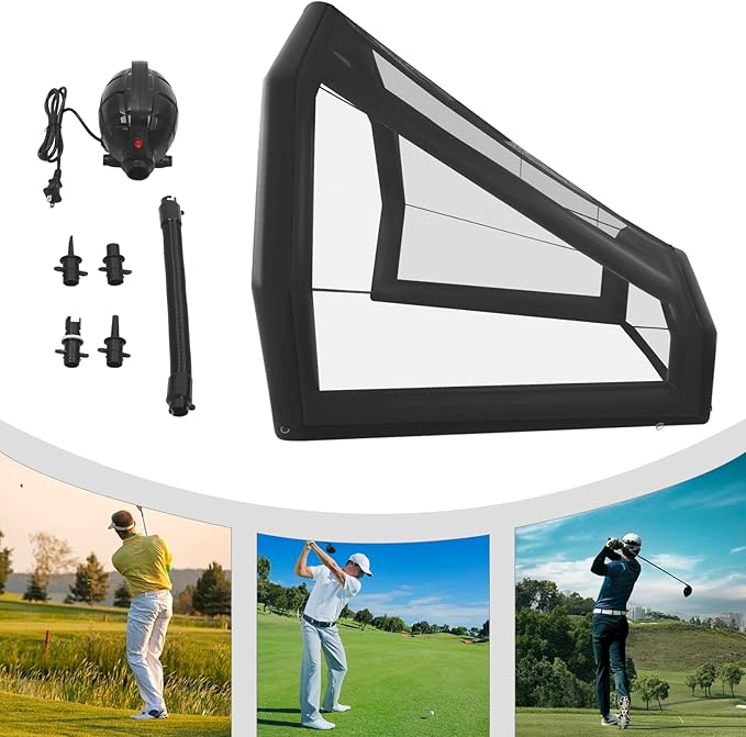 Golf Practice Hitting Net, 11.48x9.84x 9.84 FT Golf Hitting Nets, Large Inflatable Golf Practice Net Cage for Indoor Outdoor Backyard Driving Range for Golfers