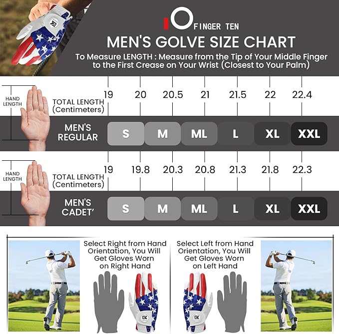 Golf Gloves Men Right Handed Golfer Left Hand Leather Stylish Value 2 Pack with Ball Marker, Mens Golf Glove All Weather Grip, Size Small Medium ML Large XL