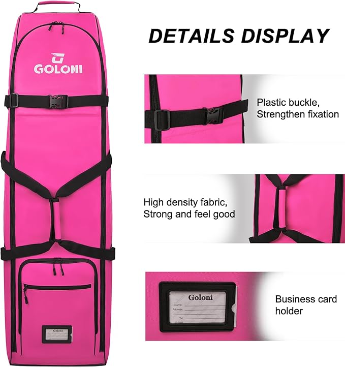 Goloni Golf Travel Bag with Wheels, Golf Travel Case for Airlines, 900D Heavy Duty Oxford Wear-Resistant Soft-Sided
