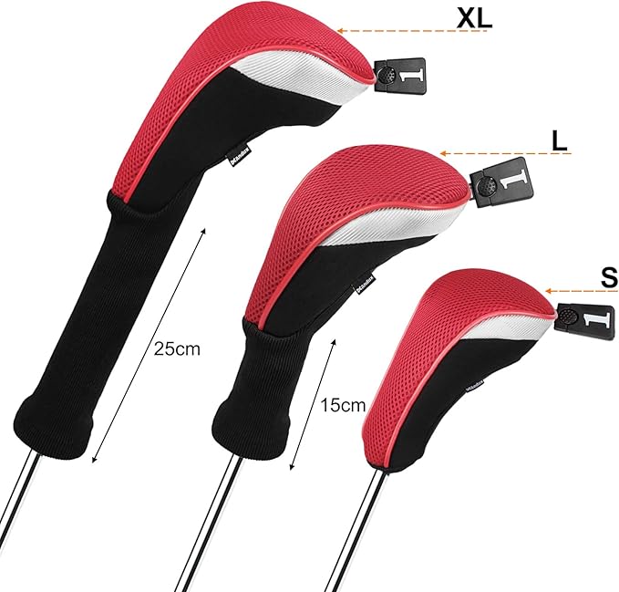 Andux 6pcs/Set Golf Club Head Covers Woods Drivers Fairway Hybrid Set Long Neck (3 Hybrid + 3 Woods)