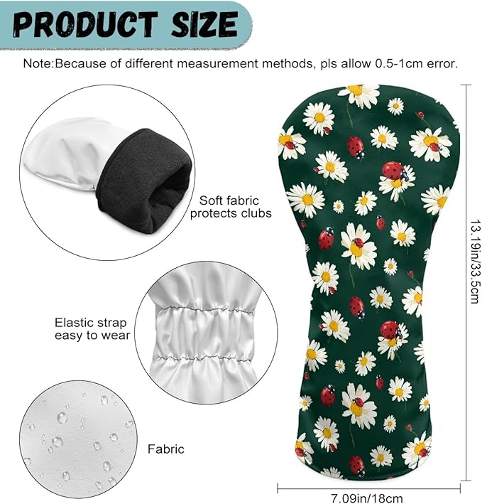 Golf Club Head Covers for Club Protective, Waterproof PU Leather Driver Fairway Wood Hybrid Head Cover