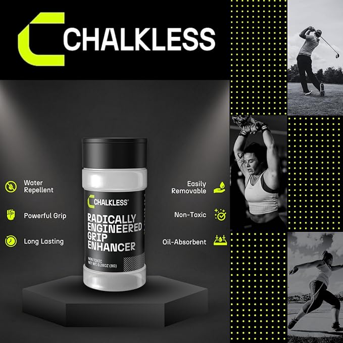 Chalkless Grip Enhancer, Less Mess Non Toxic Replacement for Liquid Chalk, Grip Solution for Weightlifting, Gaming, Tennis, Golf, Engineered to Improve Grip for Longer