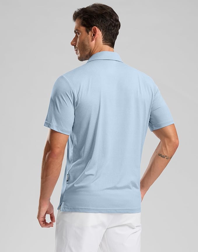Golf Shirts Heather Polo Short Sleeve Dry Fit Lightweight Moisture Wicking Collared Shirts Casual Athletic Business