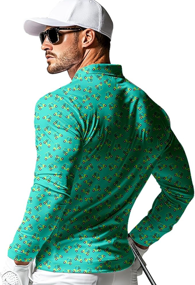 Men's Long Sleeve Golf Shirt Quick Dry 3 Button Work Fishing Outdoor Casual Collar Shirt