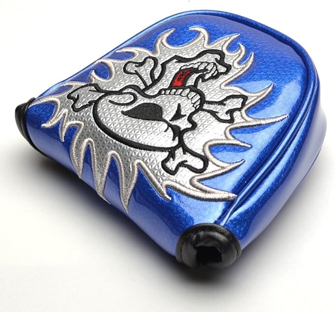 GOOACTION Skull Golf Club Heel Shafted Mallet Putter Cover Magnetic Closure Design Synthetic Leather Putters Headcover Blue