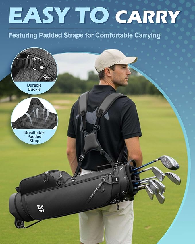 Golf Stand Bag – 2025 Upgraded Version with Cooler Pocket, Glove Patch & Tee Holder, Lightweight Sunday Golf Bag for Men & Women