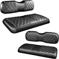NOKINS 4PCS Golf Cart Diamond Seat Covers Kit,Front and Rear Seat Covers Fits for EZGO/Club Car/Yamaha Original Regular Seat Cushion, No Stapler