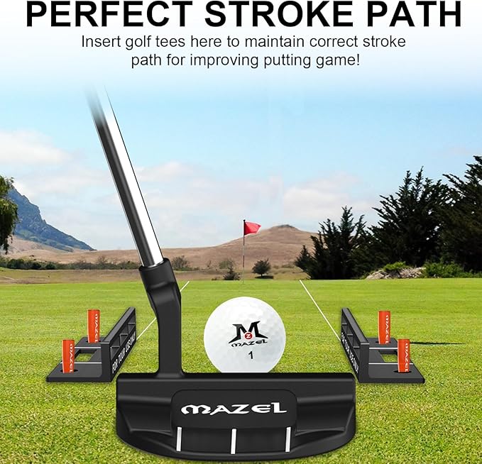 MAZEL Golf Alignment Putting Training Aids - Golf Putting Path Tool for Consistency & Accuracy - Include Putting Gates,Ring & Golf Tees