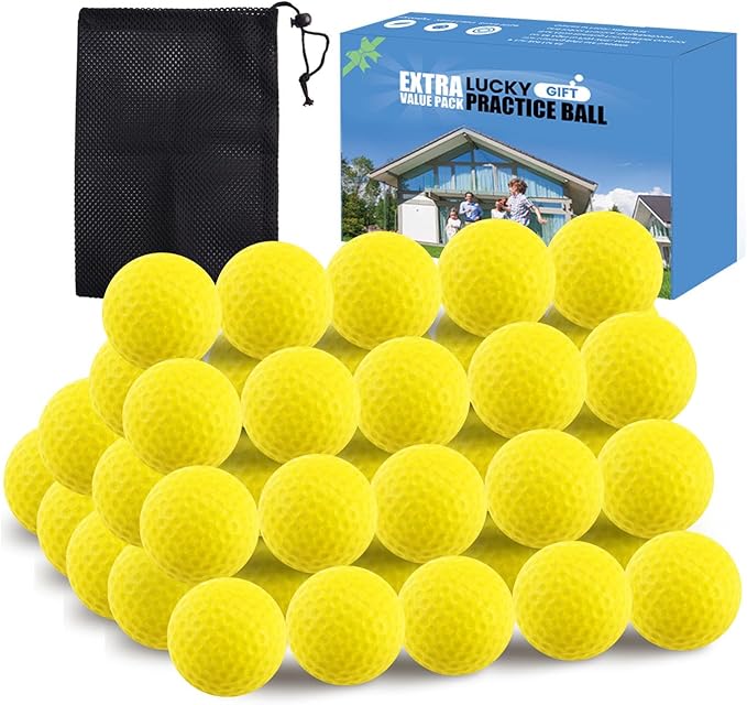 FINGER TEN Golf Practice Balls Foam Colored Value 12 24 50 Pack, Lightweight Golf Ball Limited Flight for Indoor Outdoor Driving Range Backyard Training Safe Practice Good Value