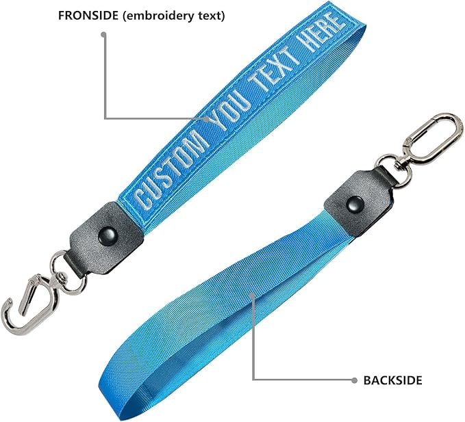 Graceful life Custom Keychain Embroidery with your any text, wrist lanyard keychain Personalized Number key wrist lanyard, Name Key Chain, Cute Keychains for Gift Private Reg Fob, Gift for Him Her