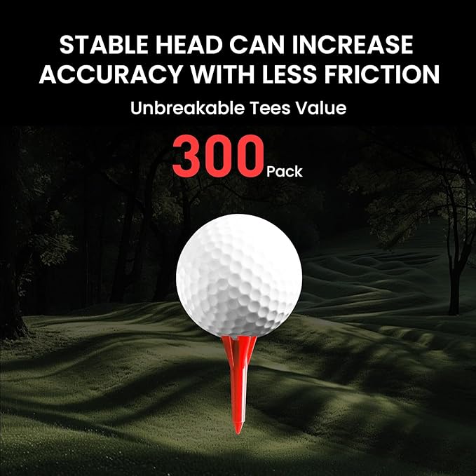 Golf Tees Plastic 1 1/2 inch Value 300 600 Pack, Upgrade More Unbreakable Bulk Stable Reduce Friction Side Spin Tee for Men Women Ladies