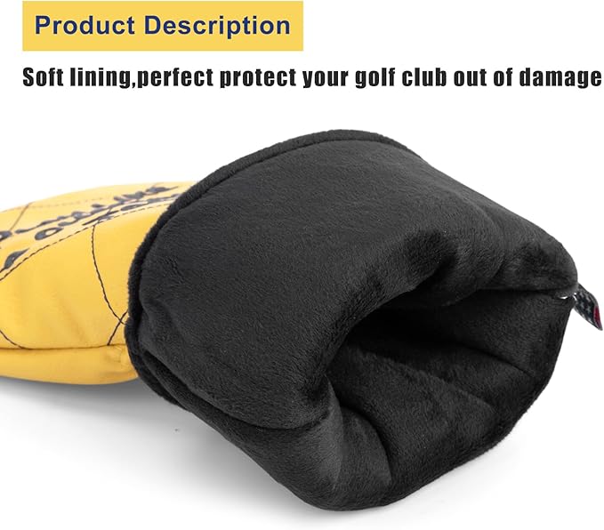 Golf Club Head Covers Premium Leather Golf Driver Fairway(FW) Wood Hybrid(UT) Covers with Number Tags, Golf Mallet Putter Cover Play Like A Champion
