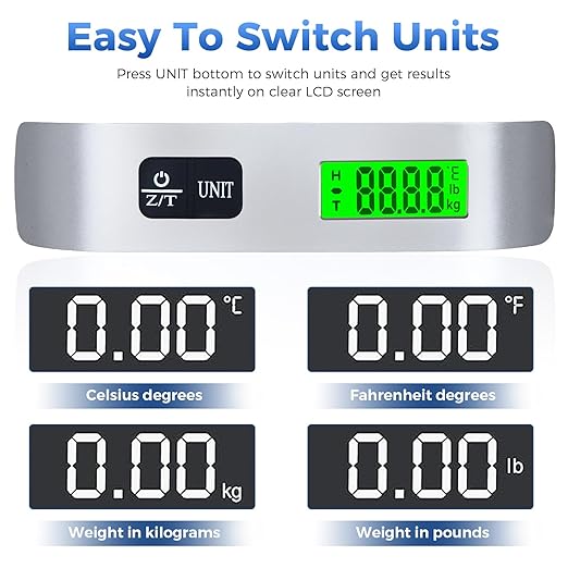 Digital Luggage Scale, WGGE Travel Luggage Weight Scale, Max 110lbs/50kg Baggage Scale with Backlit LCD Display