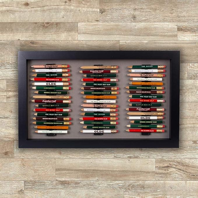 Eureka Golf Pencil Display Case | Holds 48 Round or Hexagonal Golf Pencils | Black/Gray | Made in The USA
