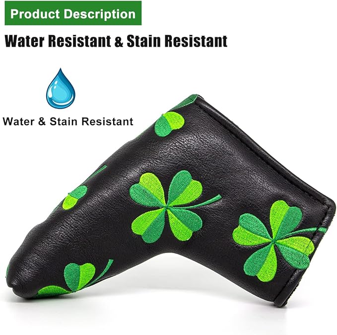 Live Lucky Golf Club Headcover Shamrock Golf Head Cover Elegant Embroidery Premium Leather Driver Covers Fairway Wood Covers Hybrid Headcovers Mallet Blade Putter Covers