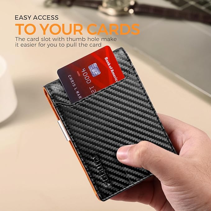 RUNBOX Money Clip Wallets for Men,Slim Leather Mens Bifold Wallet,RFID Blocking Front Pocket Wallet,Thin Credit Card Holder with Gift Box