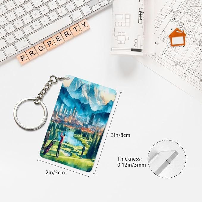 Keychain - Rectangular Acrylic Keychain Daily Key Ring Car Key Fob Holder 2X3 Inch