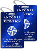 Custom Stainless Steel Luggage Tags (2 Pack) - Personalized Laser Engraved Luggage Tag, Waterproof Durable, for Bags, Backpack Travel, Suitcases (Blue)