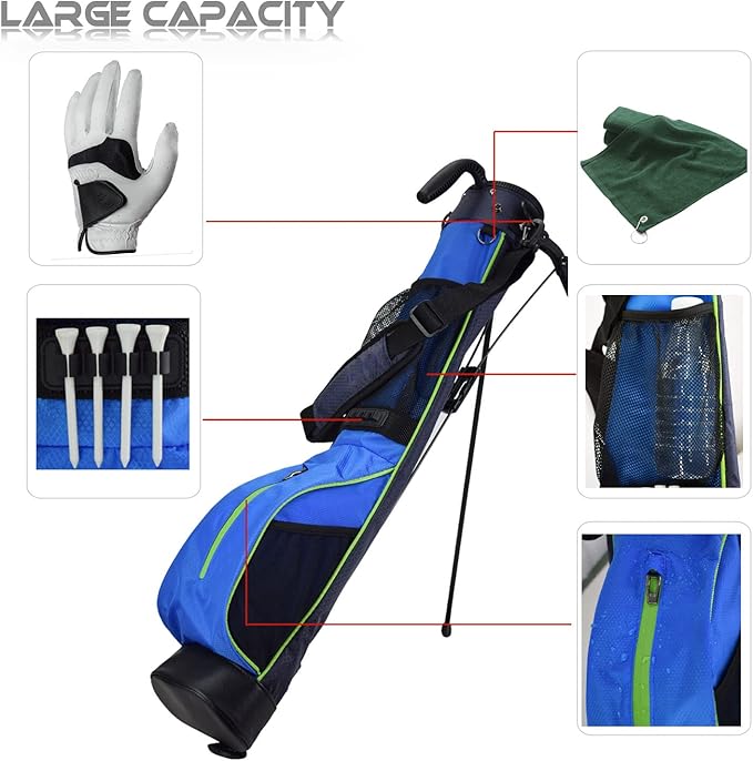 Golf Stand Bag, Lightweight Mini Golf Sunday Bag with Rain Cover and Removable Padded Shoulder Strap, 2 Model Options -2 Way Divider and 4 Way Divider, Waterproof Wear-Resistant Durable Fabric Golf Bag for Women and Men