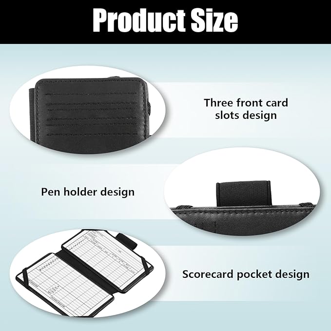 Golf Scorecard Golf Wallet with Pencil Holder Scorecard Wallet - Hold Credit Cards, Pens/Pencil, Clip
