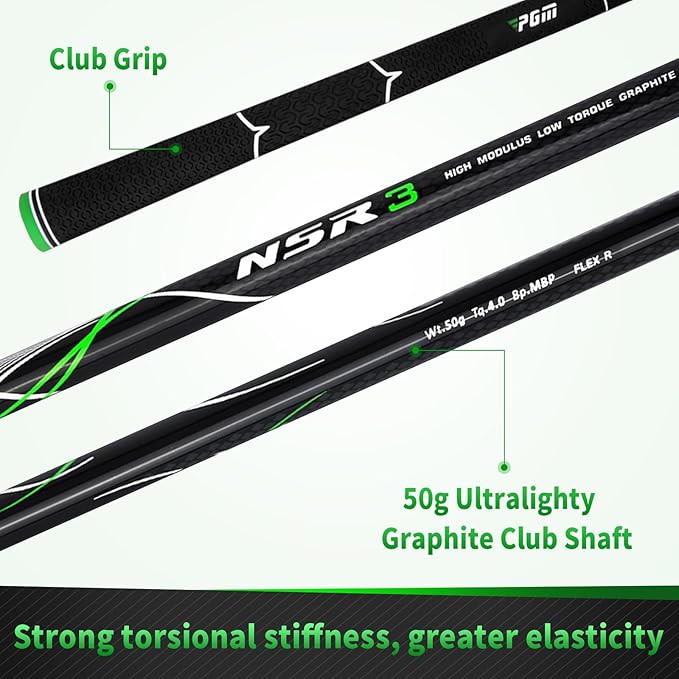 PGM Golf Clubs NSR III Irons Set (5, 6, 7, 8, 9, PW, S) with Graphite Shafts for Right-Handed Golfers – S/R Flex