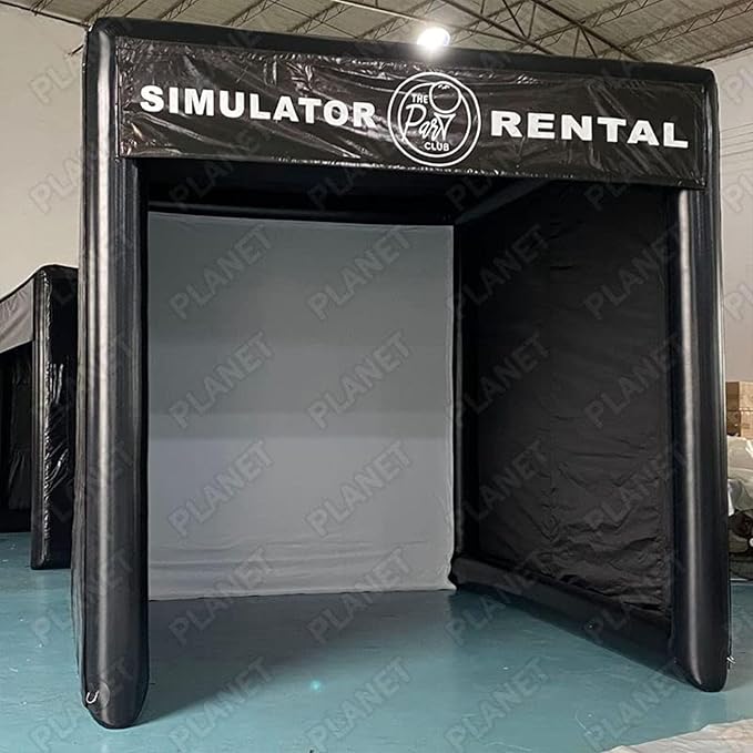 Inflatable Golf Simulator 13.7×10.7×10.7ft – Outdoor Golf Enclosure with Detachable Walls, Projection Screen, Safety Net & Projector Hooks – for Backyard, Rental or Club Use – w/Pump & Custom Logo