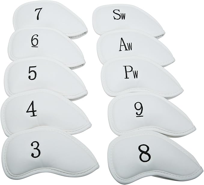 SEACLOUD 10Pcs Golf Skull Thick Synthetic Leather Iron Head Covers for Golf Iron Club Head Protectors