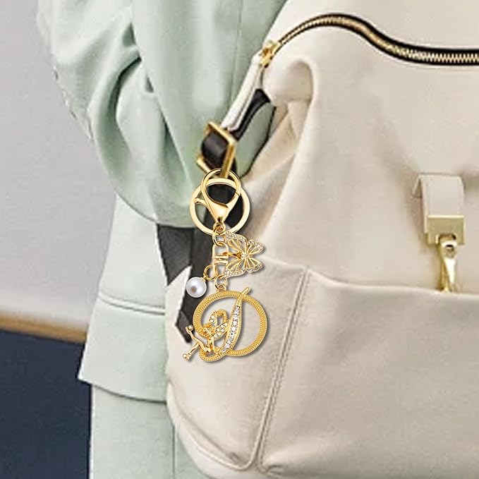 Initial Keychain Bag Charm Women Purse Charms for Handbags Accessories Charm for Wallet Butterfly Pendant for Girls