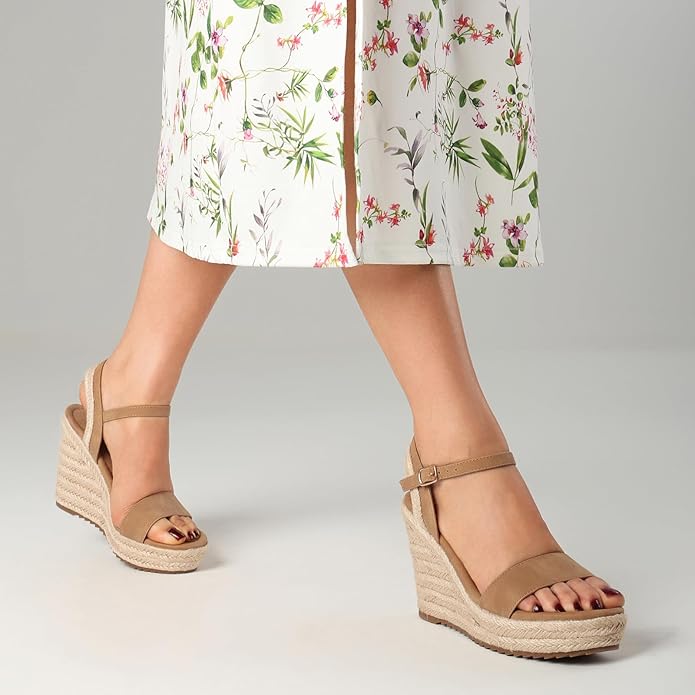 mikarka Women's Espadrille Wedge Sandals: Ankle Strap Platform Open Toe Wedges - Stylish High Heel Dressy Summer Wedges for Women, Inspired by Espadrilles