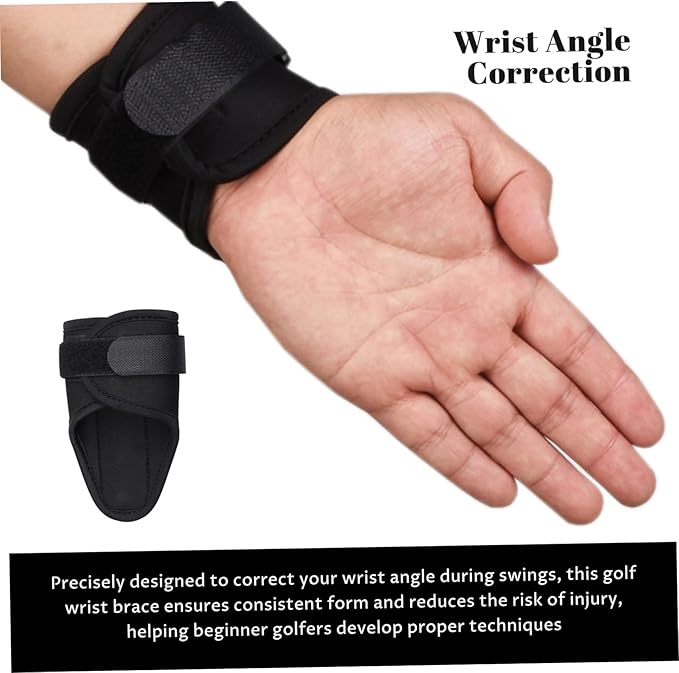 Golf Wrist Brace, Black Golf Swing Training Aid with Adjustable Straps, to Correct Wrist's Angle & Develop Muscle Memory for Beginner Golfers